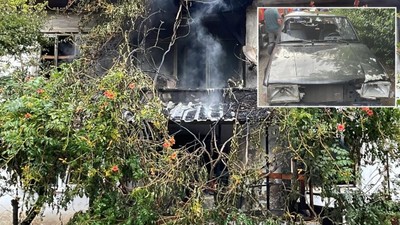 Evli çiftin tartışmasında kadın otomobili parçaladı, kocası evi yaktı