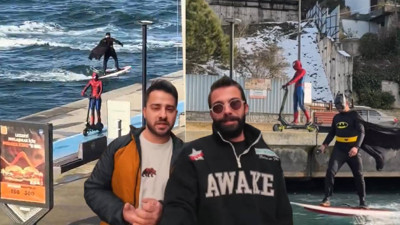 İstanbul Boğazı'nda sörf yapan Batman ile skuter kullanan Spider Man o anları anlattı