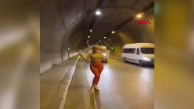 Tünelde dans edip trafik güvenliğini tehlikeye sokan kadına gözaltı