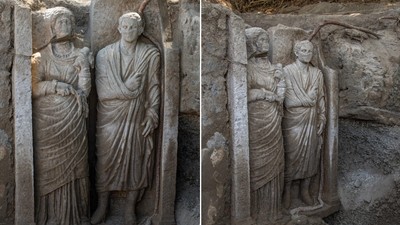Pompei'deki kazılarda iki adet gerçek boyutlu heykel bulundu