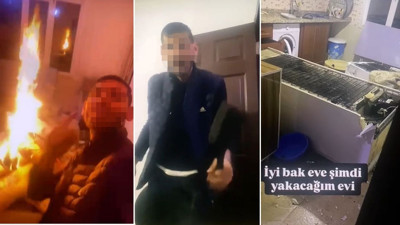 Annesi ile yaşadığı evi ateşe verip, canlı yayın açtı