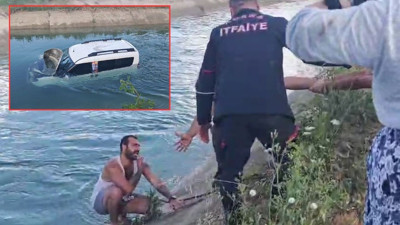 Hafif ticari araçla sulama kanalına uçtu, yardımları reddetti
