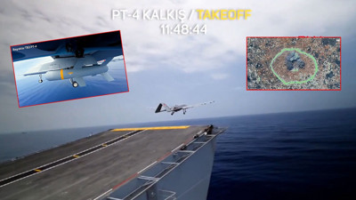 TCG Anadolu'dan havalanan Bayraktar TB3’ler hedefleri tam isabetle vurdu