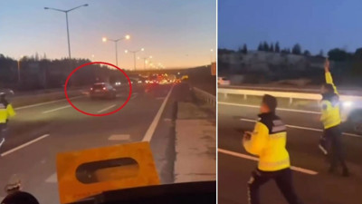 Otoyol'da jandarmanın 'dur' ihtarına uymayan sürücü tutuklandı; o anlar kamerada