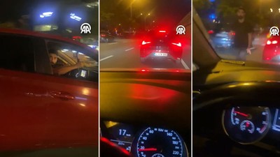 Maltepe'de trafik tartışmasında araca saldırı anı kamerada