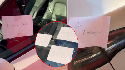 Şişli'de yola bırakıp gittiği araca 3 dilde yazılı notlarla 'Ben eşeğim' tepkisi