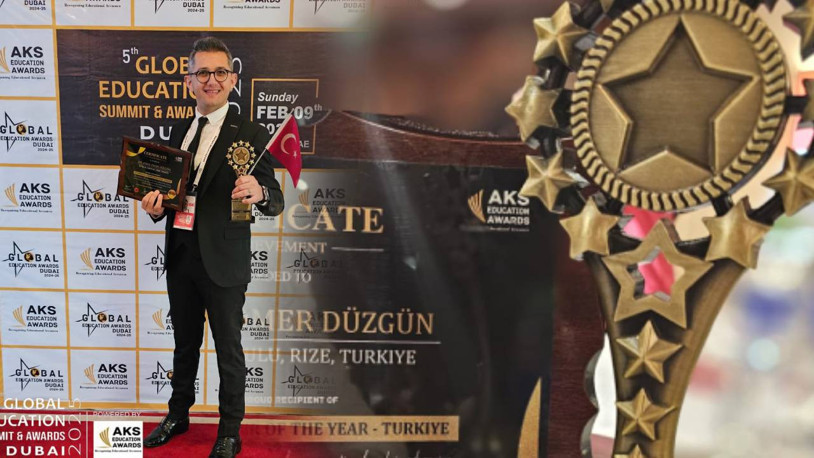 Onur öğretmene Dubai'den 'üstün öğretmen' ödülü