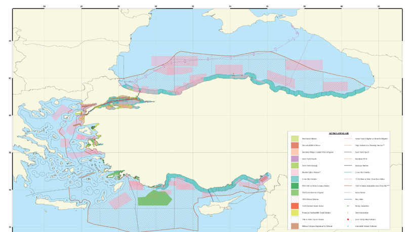 Türkiye Deniz Mekansal Planlaması haritası yayımlandı