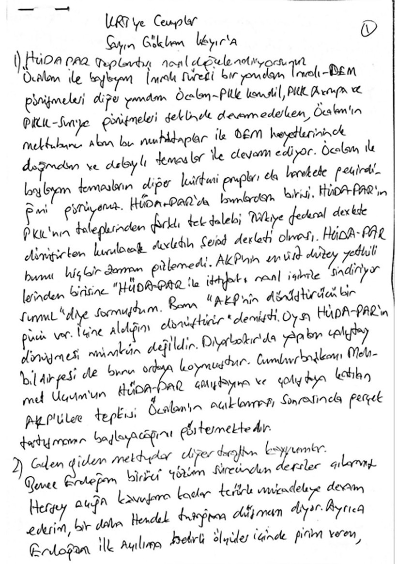 Ümit Özdağ, cezaevinden el yazısıyla Gökhan Kayış'ın sorularını yanıtladı - Resim : 1