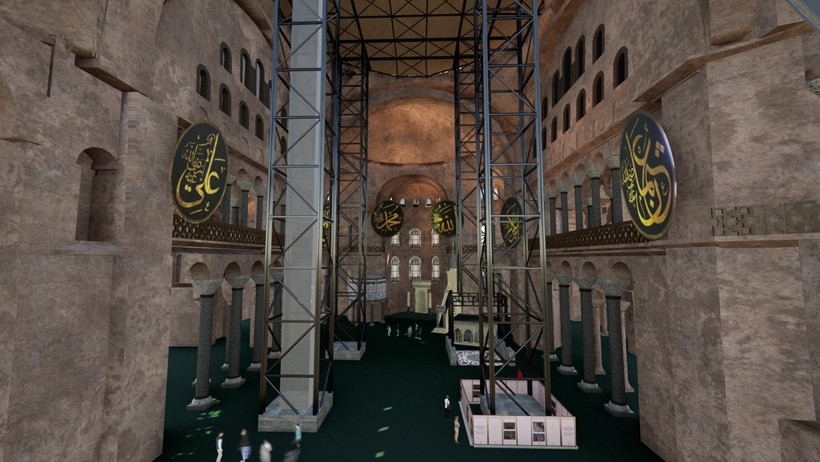 Ayasofya'nın ana kubbesinde tarihi restorasyon - Resim : 1