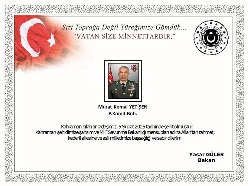 Pençe-Kilit operasyonu bölgesinde Piyade Komando Binbaşı Murat Kemal Yetişen şehit oldu - Resim : 1